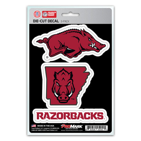 Arkansas Razorbacks Decal Die Cut Team 3 Pack-0