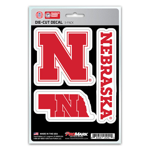 Nebraska Cornhuskers Decal Die Cut Team 3 Pack-0