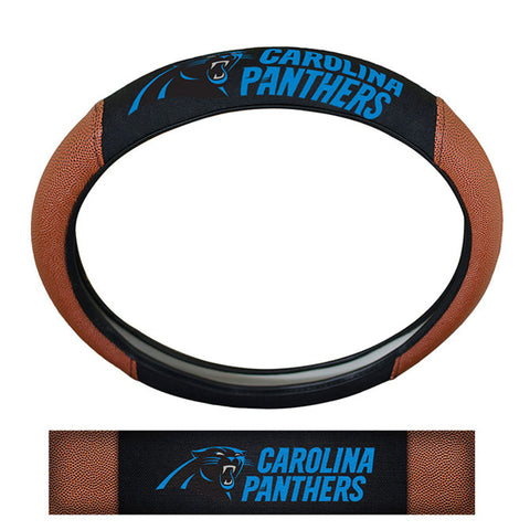 Carolina Panthers Steering Wheel Cover Premium Pigskin Style-0