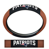 New England Patriots Steering Wheel Cover Premium Pigskin Style-0