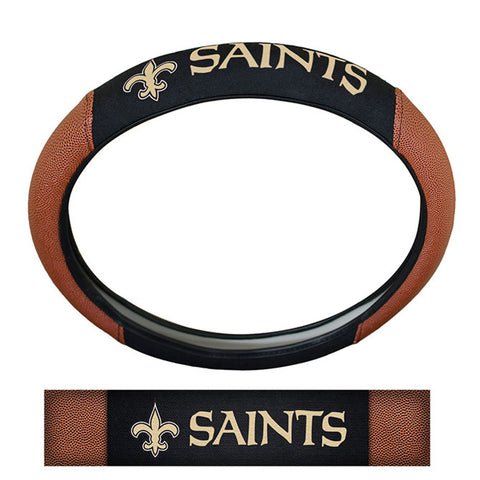 New Orleans Saints Steering Wheel Cover Premium Pigskin Style-0