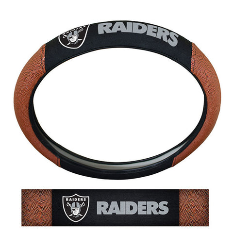 Las Vegas Raiders Steering Wheel Cover Premium Pigskin Style-0