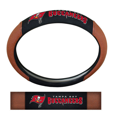 Tampa Bay Buccaneers Steering Wheel Cover Premium Pigskin Style - Special Order-0