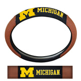 Michigan Wolverines Steering Wheel Cover Premium Pigskin Style-0