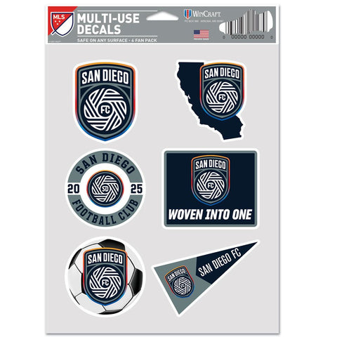 San Diego FC Decal Multi Use Fan 6 Pack Special Order-0