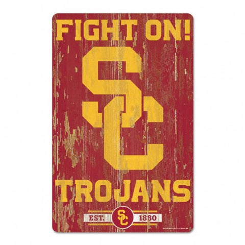 USC Trojans Sign 11x17 Wood Slogan Design - Special Order-0