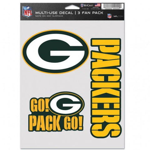 Green Bay Packers Decal Multi Use Fan 3 Pack-0