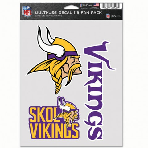 Minnesota Vikings Decal Multi Use Fan 3 Pack-0