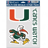 Miami Hurricanes Decal Multi Use Fan 3 Pack Special Order-0