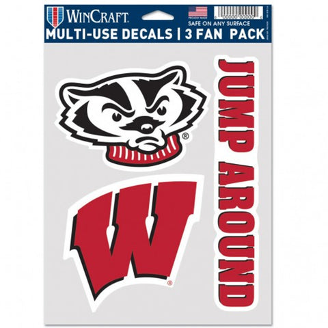 Wisconsin Badgers Decal Multi Use Fan 3 Pack Special Order-0