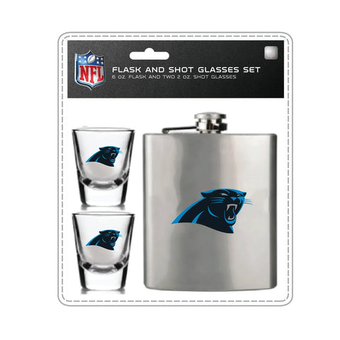 Carolina Panthers Flask and Shot Glass Set-0