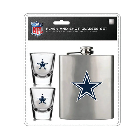 Dallas Cowboys Flask and Shot Glass Set-0