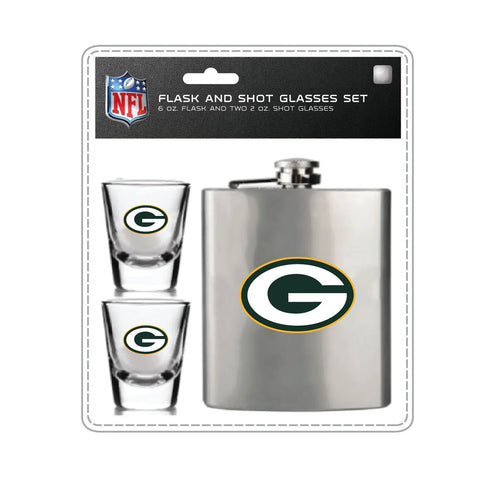 Green Bay Packers Flask and Shot Glass Set-0