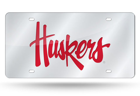 Nebraska Cornhuskers License Plate Laser Cut Silver-0