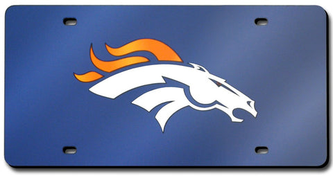 Denver Broncos License Plate Laser Cut Navy-0