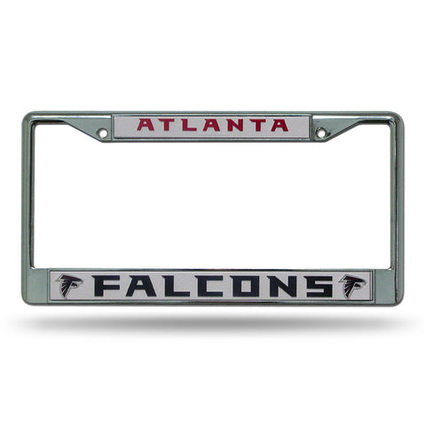 Atlanta Falcons License Plate Frame Chrome Silver/White Insert-0