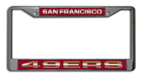 San Francisco 49ers License Plate Frame Laser Cut Chrome-0