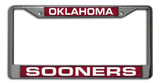 Oklahoma Sooners License Plate Frame Laser Cut Chrome-0