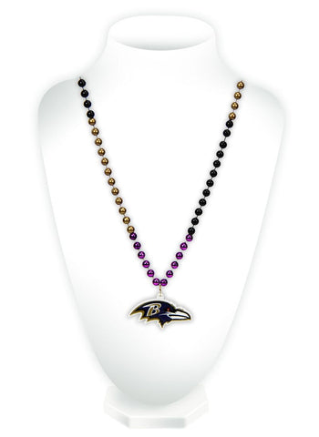 Baltimore Ravens Beads with Medallion Mardi Gras Style-0