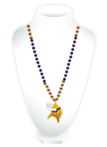 Minnesota Vikings Beads with Medallion Mardi Gras Style-0