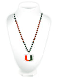 Miami Hurricanes Beads with Medallion Mardi Gras Style-0