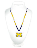 Michigan Wolverines Beads with Medallion Mardi Gras Style-0