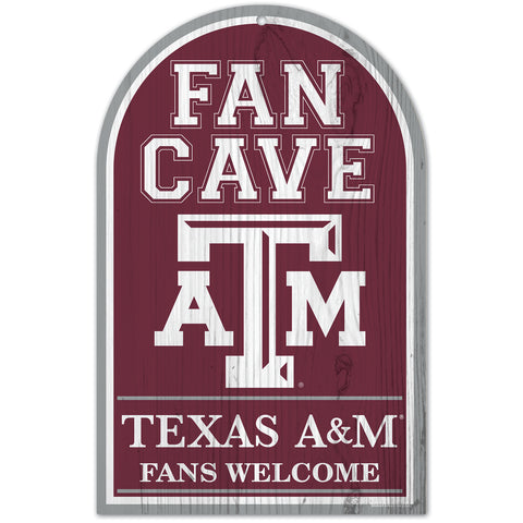 Texas A&M Aggies Sign 11x17 Wood Arched Fan Cave-0