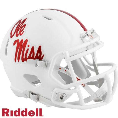 Mississippi Rebels Helmet Riddell Replica Mini Speed Style White-0