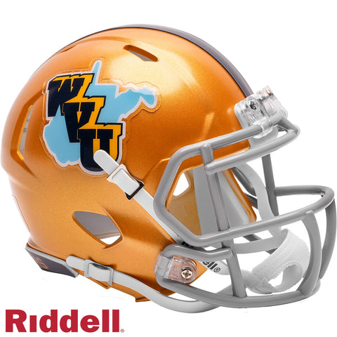 West Virginia Mountaineers Helmet Riddell Replica Mini Speed Style Gold Throwback-0