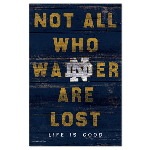 Notre Dame Fighting Irish Sign 11x17 Wood Life Is Good-0