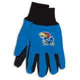 Kansas Jayhawks Gloves Two Tone Style Adult Size Solid-1