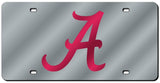 Alabama Crimson Tide License Plate Laser Cut Silver Script A - Team Fan Cave