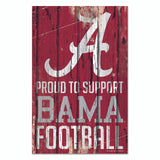 Alabama Crimson Tide Sign 11x17 Wood Proud to Support Design-0