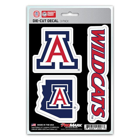 Arizona Wildcats Decal Die Cut Team 3 Pack - Team Fan Cave