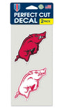 Arkansas Razorbacks Decal 4x4 Perfect Cut Set of 2 - Special Order