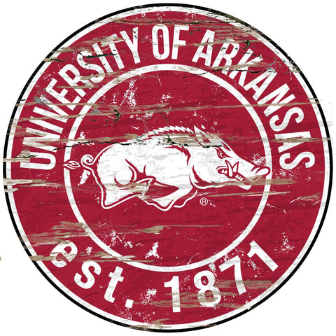 Arkansas Razorbacks Wood Sign - 24" Round - Special Order