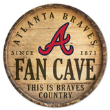 Atlanta Braves Sign Wood 14 Inch Round Barrel Top Design-0