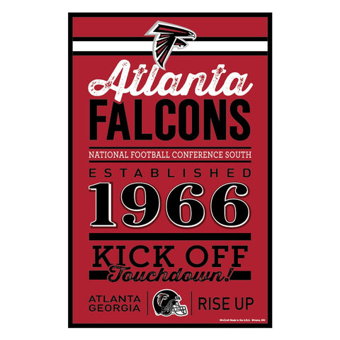 Atlanta Falcons Sign 11x17 Wood Established Design-0