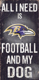 Baltimore Ravens Wood Sign - Football and Dog 6"x12"