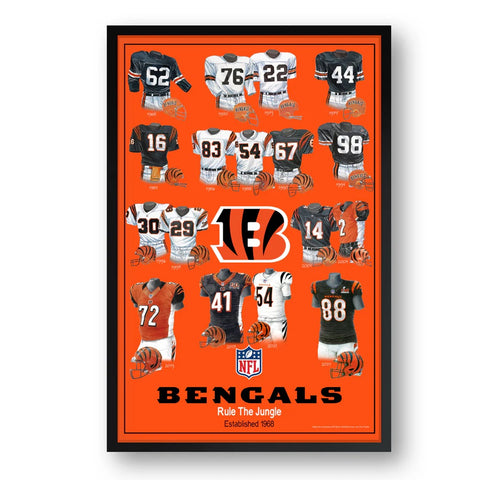 Cincinnati Bengals Framed Print 10x13 Uniform Heritage-0