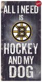 Boston Bruins Sign Wood 6x12 Hockey and Dog Design