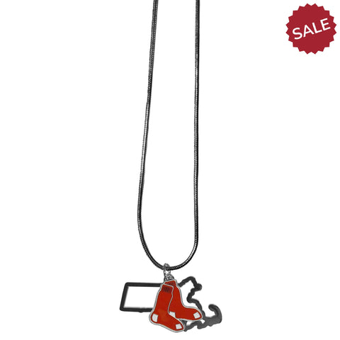 Boston Red Sox Necklace Chain with State Shape Charm - Team Fan Cave