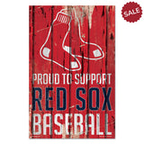 Boston Red Sox Sign 11x17 Wood Proud to Support Design-0