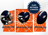Denver Broncos 3D Art Print 12x16 Lightning Flip-0