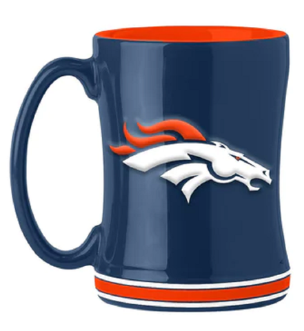 Denver Broncos Coffee Mug 14oz Sculpted Relief Team Color-0