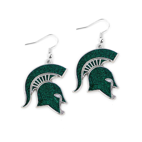 Michagan State Spartans Earrings Glitter Dazzle-0