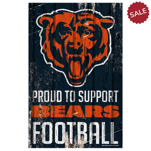 Chicago Bears Sign 11x17 Wood Proud to Support Design-0