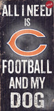 Chicago Bears Wood Sign - Football and Dog 6"x12"