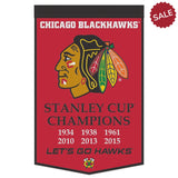 Chicago Blackhawks Banner Wool 24x38 Dynasty Champ Design-0