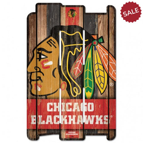 Chicago Blackhawks Sign 11x17 Wood Fence Style-0